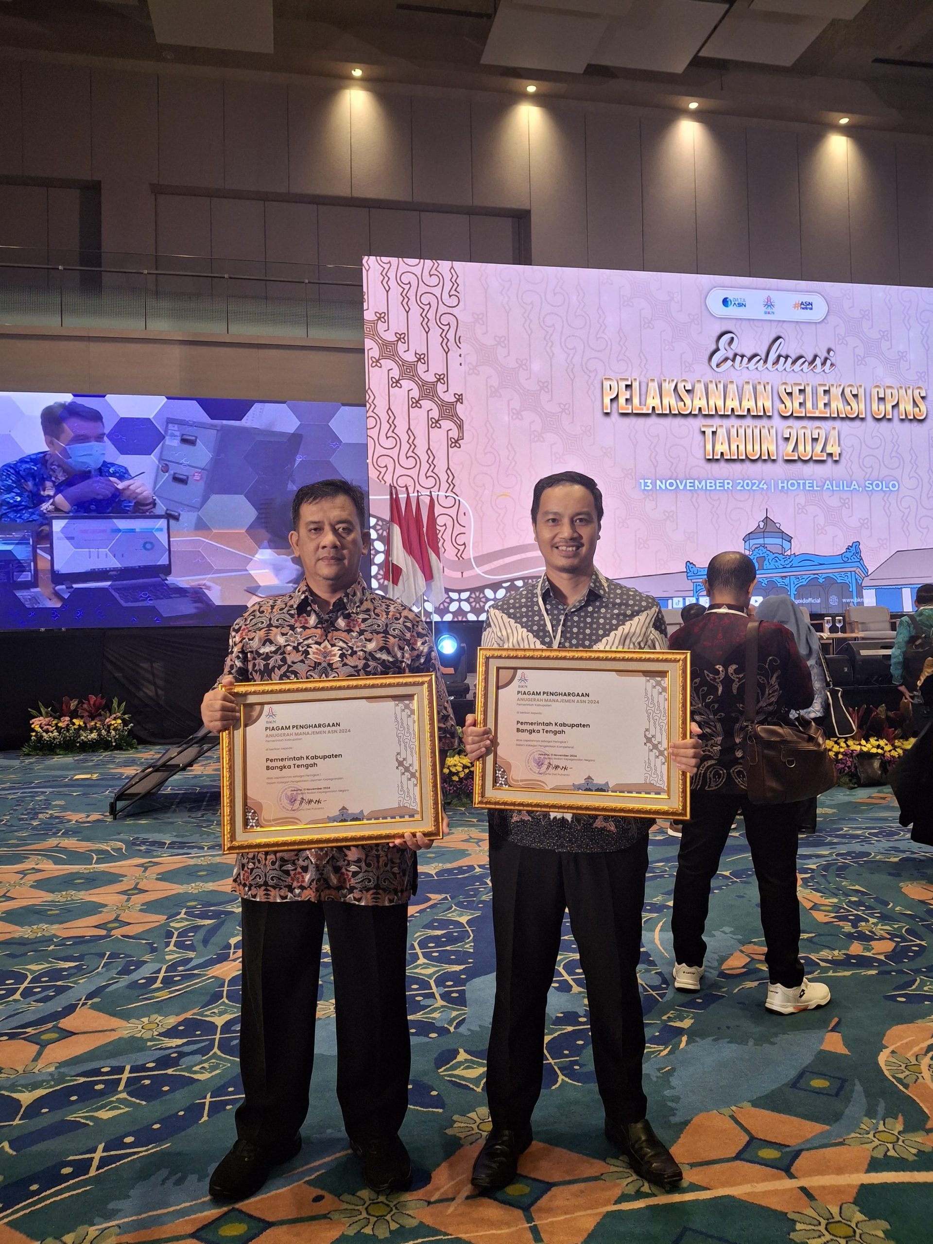 Pemkab Bateng Raih 2 Penghargaan Anugerah Manejemen ASN dari BKN RI